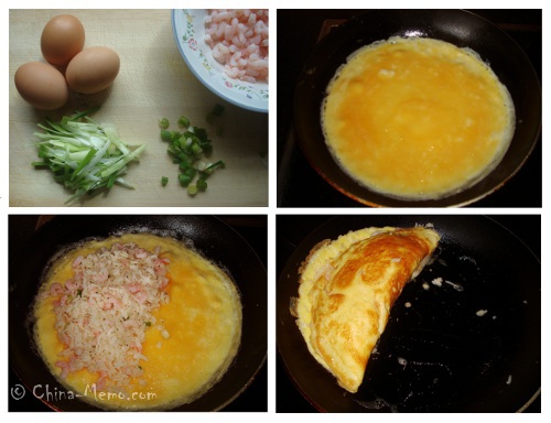 Method for Chinese Omelette Prawn Rice.