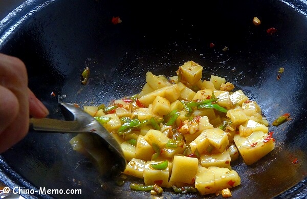 Chinese Rice Tofu Cooked in Wok