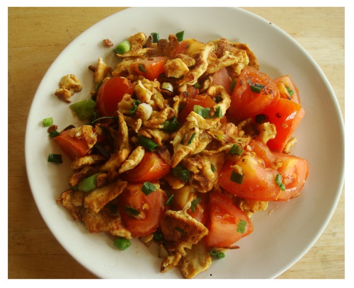 Chinese Food Recipe Egg Fried Tomatoes. 