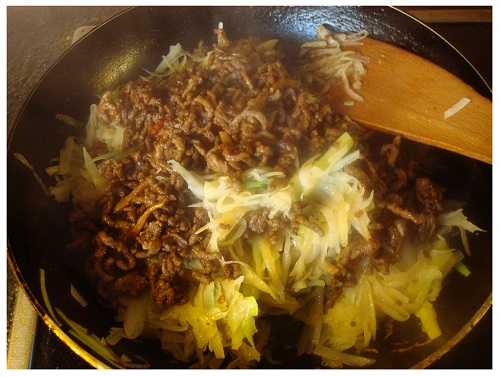 Chinese Cooking Potato Minced Meat.