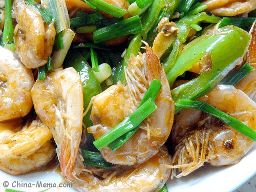 Chinese Spicy Jinga Shrimp with Green Chilli.